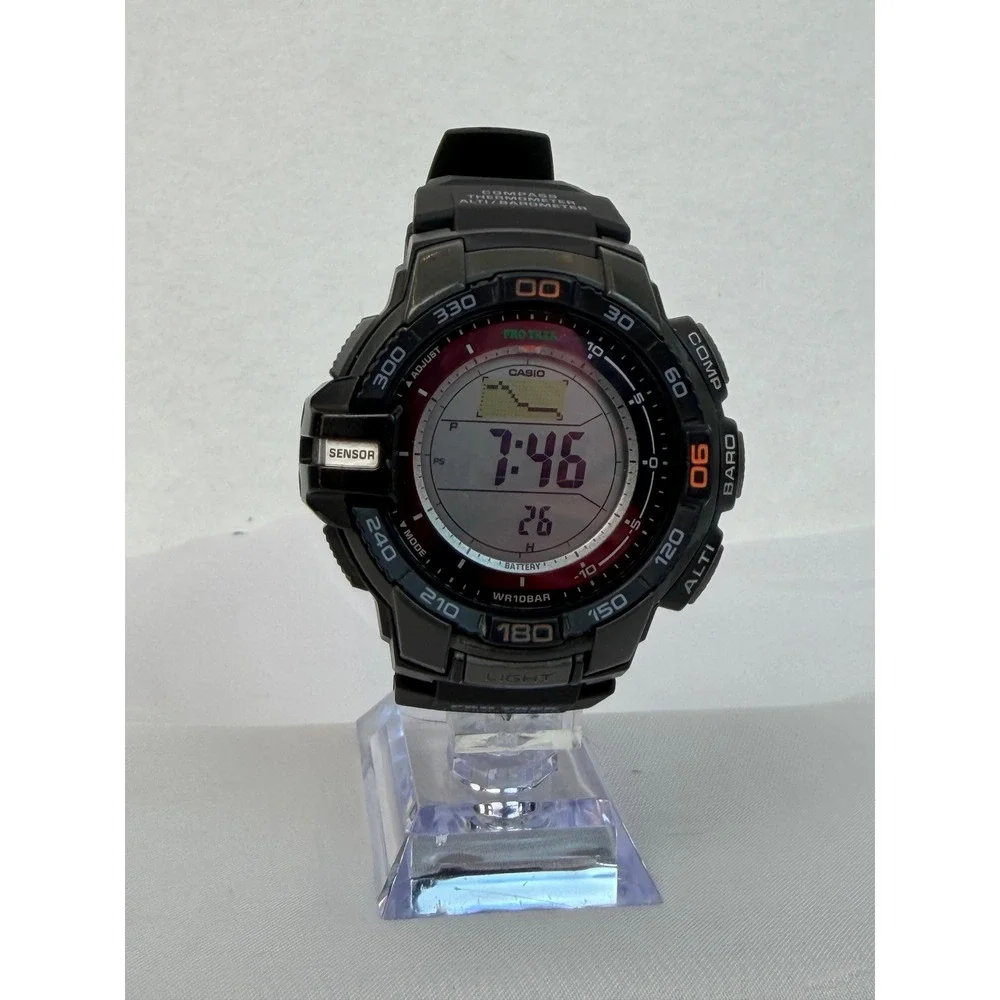 Casio Pro Trek PRG-270-1 Tough Solar Triple Sensor Black Digital Watch 3415